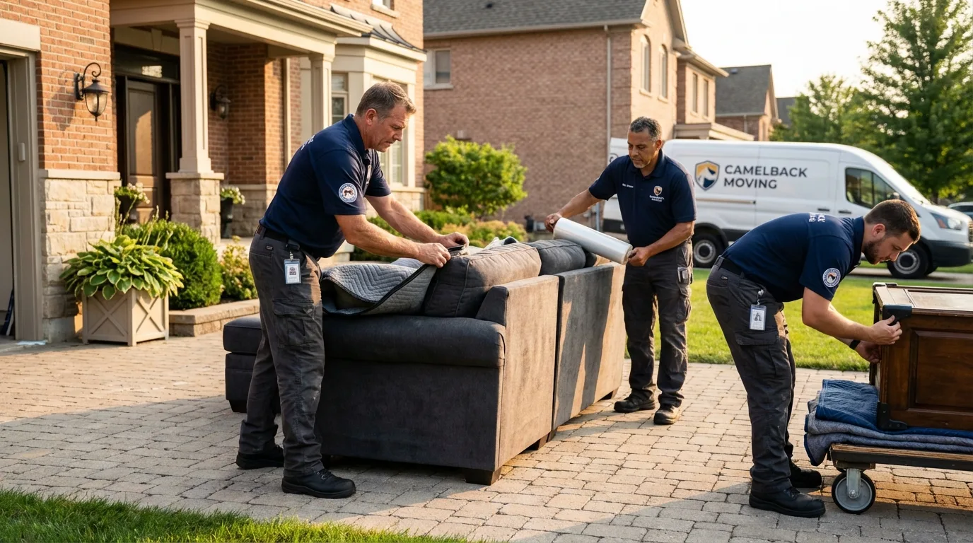 Large estate moving crew wrapping furniture in Eyota, MN